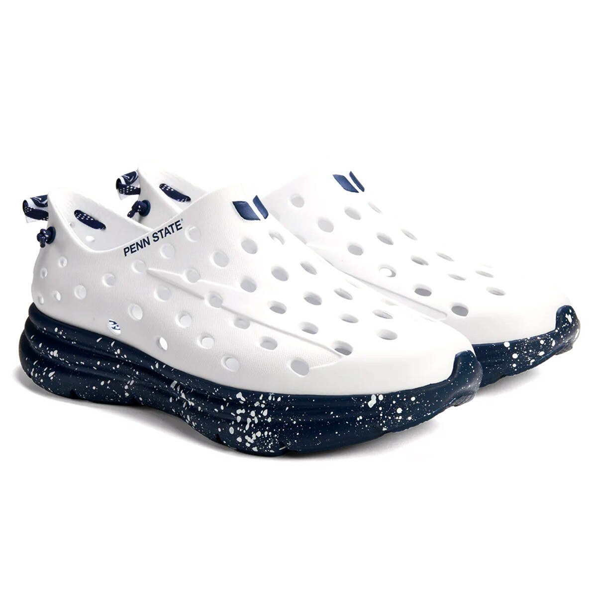 white and navy Kane recovery shoes with Penn State on side